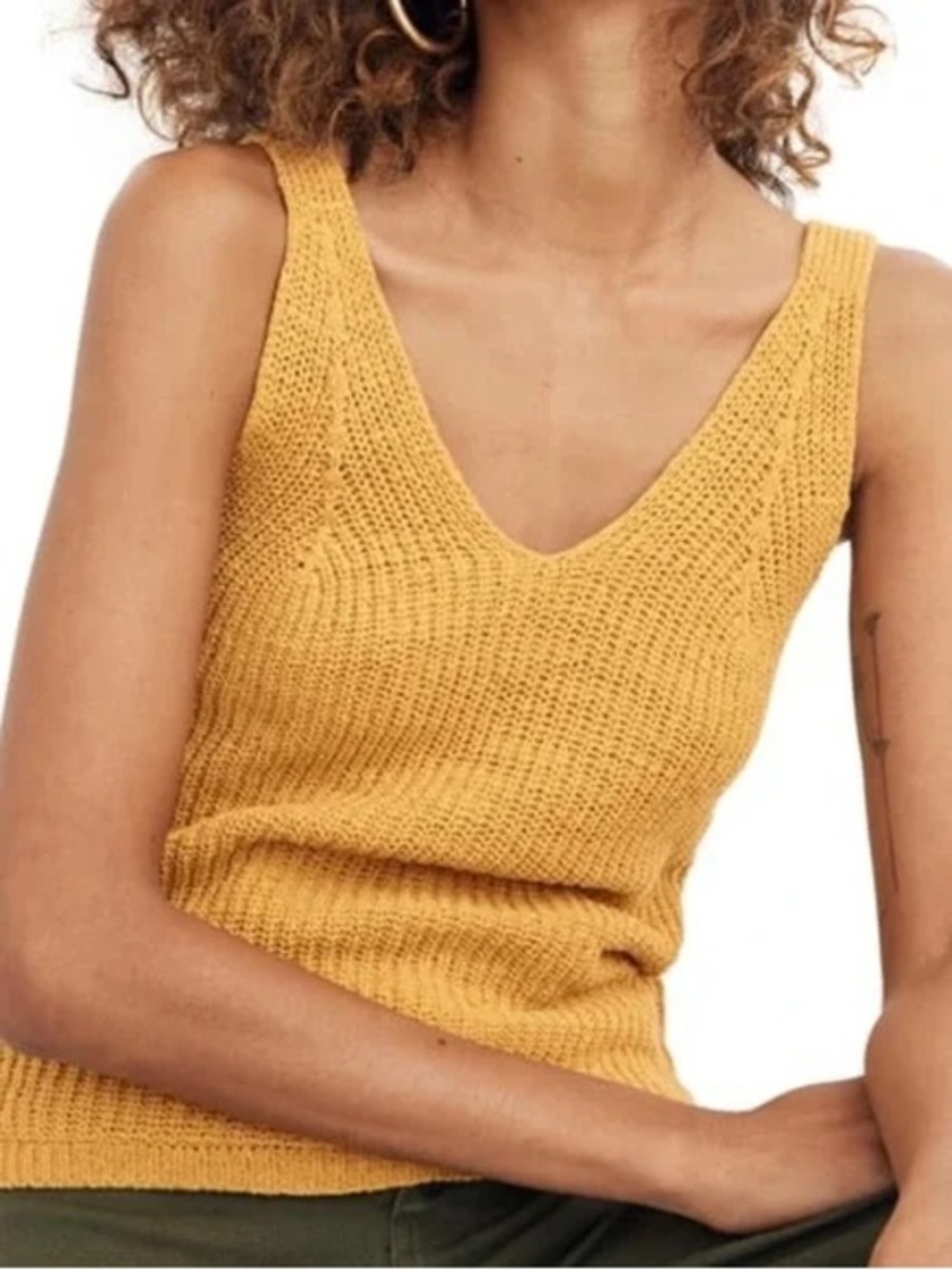 Madewell Mustard Ribbed Knit V-Neck Tank